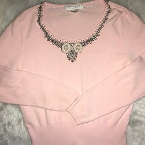 Vintage Pale pink sweater with embelished jewels